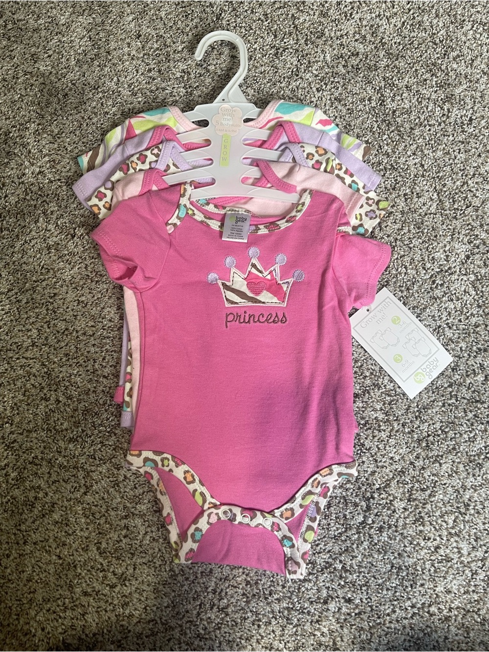 Baby Gear Pink Short-Sleeve Princess One-Piece Bodysuit - Leopard Trim